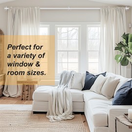 SOMINS 1 Inch Curtain Rods for Windows 48 to 84, White Curtain Rod with Adjustable Length, Outdoor/Indoor Rustic Drapery Pole with Brackets, 48"-86"