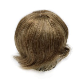 Toupee for Men Full Poly Hair Piece for Men European Mens Toupee Human Hair Replacement System Invisible Thin Skin Natural Looking Protesis Capilar Para Hombre 8x10 7# VERY LIGHT BROWN