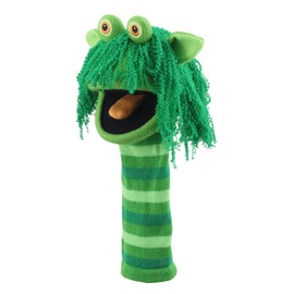 The Puppet Company Squelch ECO Sockette Hand Puppet - Eco-Friendly Swamp Monster Puppet Toy with Cheeky Smile & Squeaky Tongue - Fun for Kids & Adults - 38cm