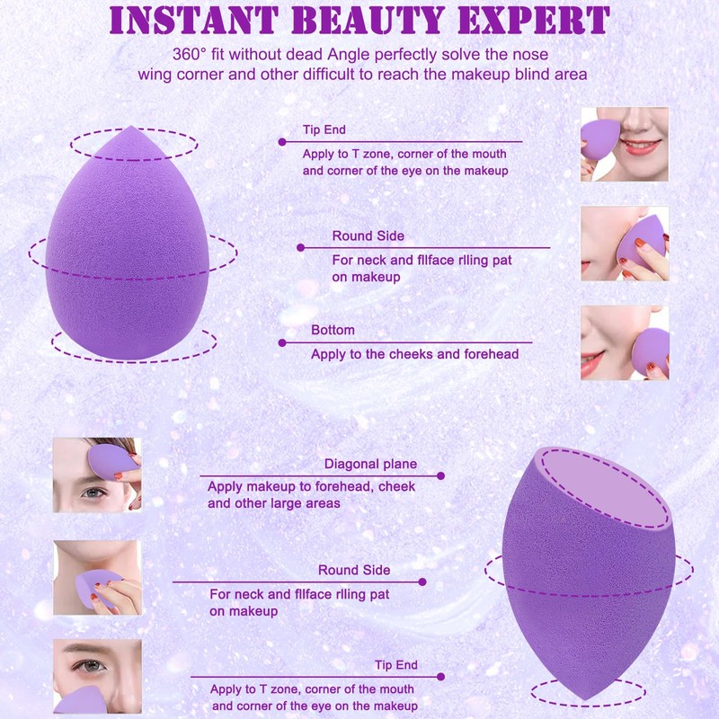 6+6 Professional Makeup Sponge Set,2.76 inch Portable Soft Setting Face