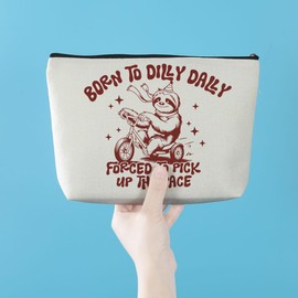 Funny Cute Sloth Makeup Bag Self Love Cosmetic Bag Positive Affirmations Sloth Gifts for Women Girls Best Friends Bestie Daughter Sisters Christmas Birthday Friendship Gifts Travel Toiletry Bag