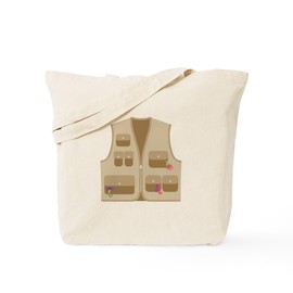 CafePress Fishing Tackle Vest Tote Bag Reusable Natural Beige Canvas Shopping Bag