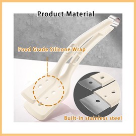 Silicone Cooking tongs, Jrsoul He 11.6 inch Stainless Steel Silicone Barbecue Clamp, Multipurpose BBQ Clamp Spatula for Gripper Bread Clip, Fried Steak Clamp, Flipping Fish, Toast Salad Tongs