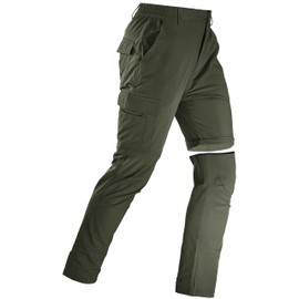 Men's Convertible Hiking Pants Zip Off Quick Dry Lightweight Safari Travel Camping Fishing Cargo Outdoor Pants Army Green 36