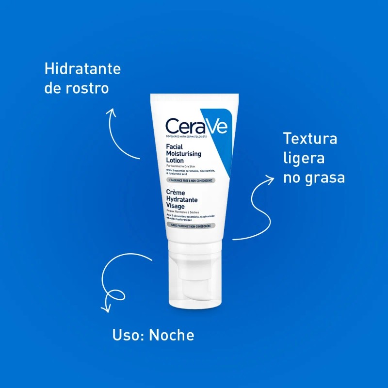 Cerave Locion Hidratante Rostro Noche 52ml Piel Normal Seca