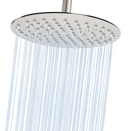 Midanya Round Rainfall Shower Head High Pressure Stainless Steel Waterfall Large Rain Shower Head Ultra Thin Design,Brushed Nickel 10 Inch