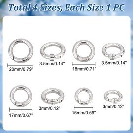 UNICRAFTALE 4pcs 4 Sizes Spring Gate Rings Stainless Steel Key Rings Carabiner Lock Clasps Connector Keychain Ring Round Snap Clasps Metal Spring Gate Rings for Jewelry Making Bag Purse Handbag Strap