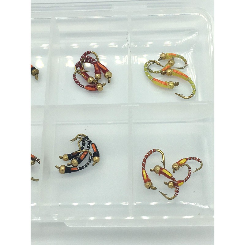 Fly Fishing 32 Beadhead Epoxy Buzzers + FREE FLY BOX