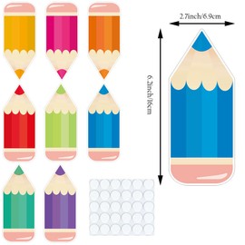 40 Pcs Colorful Pencils Cutouts 2.7 x 6.2 inch Classroom Bulletin Board Decor Back to School Decorations Paper Pencil Cutouts Name Tags for Classroom