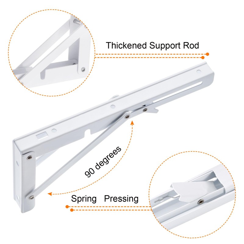 uxcell 2 Pcs Folding Shelf Brackets, 10 Inch Iron Collapsible