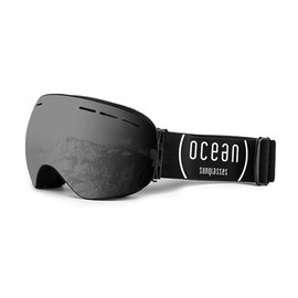 Ocean OCN-YH3101-0 Snow Goggles, Unisex, Dual Lens, UV Protection, Anti-Fog Treatment, Anti-Scratch Treatment, Black (Smoke Lenses)