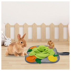 WishLotus Rabbit Foraging Mat, Anti-Slip Rabbit Snuffle Mat with Hanging Rope, Colorful Bunny Snuffle Pad for Chinchillas Puppy Guinea Pig Snuffle Training (Green)