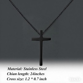 FYBLYCOO 18 Years Old Birthday Gifts for Men Boys, Black Cross Necklace 18th Birthday Decorations Religious Christian Jewelry for Men, Son, Grandson, Nephew Black