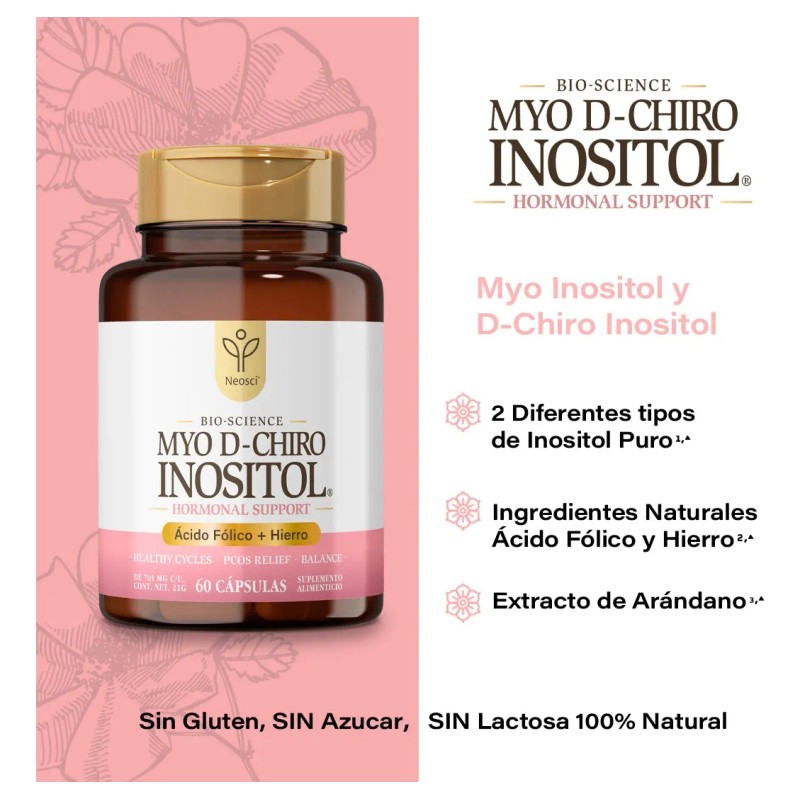 Inositol Puro Myo Inositol Y D-chiro 60 Caps Neosci® Sabor