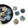 Acxico 1 pcs Natural Labradorite Quartz Crystal Flower Skull Carved