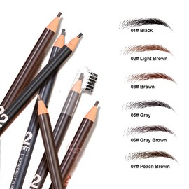 6 Colors Ultra-Thin 2mm Eyebrow Pencil with Brush - Waterproof Long-Lasting Smudge-Proof | Peel-Off Slim Microblading Pencil for Precise Mapping, Natural Brows (6-Piece Mixed Color Set)