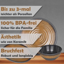 Camping Crockery Set 1 Person 3-Piece Melamine Picnic Crockery Set Camping Tableware Stone Curry Design