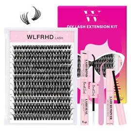 Lash Clusters Kit 280 Pcs DIY Individual Cluster Lashes D Curl Lash Extension Kit with Eyelash Bond and Seal, Remover, Tweezers Applicator Tool for False Eyelash Cluster Kit(50D, Mix9-16mm Kit)