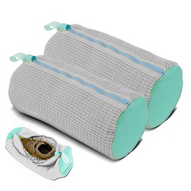 VELVOUR 2Pack Reusable Shoe Washing Bag for Washing Machine & Dryer,Mesh Laundry Bag for All Shoe Types,360° Wrap-Around Cleaning with Fluffy Fibers,Durable Zipper Design for Sneakers & More (Grey)