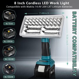 Work Light for Makita 18V Battery, 3300LM Cordless LED Work Light Rechargeable Jobsite Light Portable Flood Light, USB Port, for Car Repair Hiking Camp Garage with 3 Modes & 110°Pivoting(No Battery)