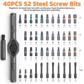 42 in 1 Magnetic Screwdriver Set, Ratchet Screwdriver Magnetic, 42 in 1 Diy Screwdriver Set Ratchet Handle Detachable Versatile Toolkit for PC, Furniture, Bicycle (Orange)