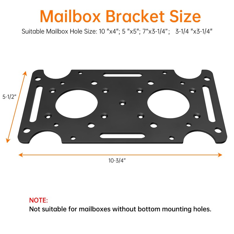 Mailbox Mounting Bracket, Plate for Post Mount Mailboxes, Compatible with