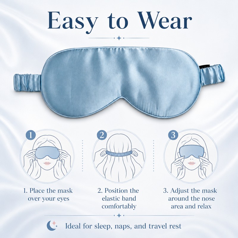100% Mulberry Silk Sleep Mask – Soft Breathable Wide-Coverage Eye