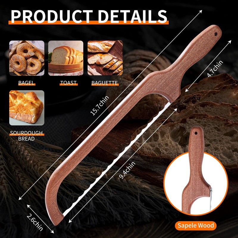 FYLFOTA Bread Saw for Homemade Bread, Sourdough Bread Knife Slicer