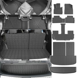 powoq Floor Mat Compatible with 2020-2025 Hyundai Palisade Cargo Mat TPE Trunk Mat Cargo Liner Replacement for 2020-2023 2024 2025 Hyundai Palisade Accessories (Cargo Mat+Floor Mat+Lower Trunk Mat)