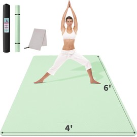 CAMBIVO Large Yoga Mat (6'x 4'), Extra Wide Workout Mat for Men and Women, 1/3 &1/4 Thick Exercise Fitness TPE Mat for Home Gym, Yoga, Pilates, Workout (Mint Green), 6mm