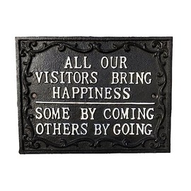 All Our Visitors Bring Happiness Entrance Sign Family Plaques Inspiration Cast Iron Material Farmhouse Entryway Plaque Wall Hanging Gift Home Decor