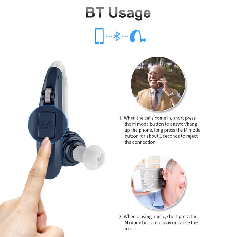 Z-360BT Rechargeable BT Sound Amplifier Hearing Aid for Left and