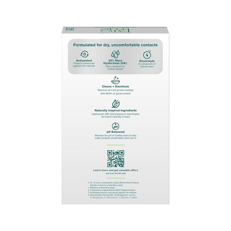 Biotrue 바이오트루 콘택트렌즈 솔루션, 소프트 콘택트렌즈용 다목적 렌즈 케이스 포함,