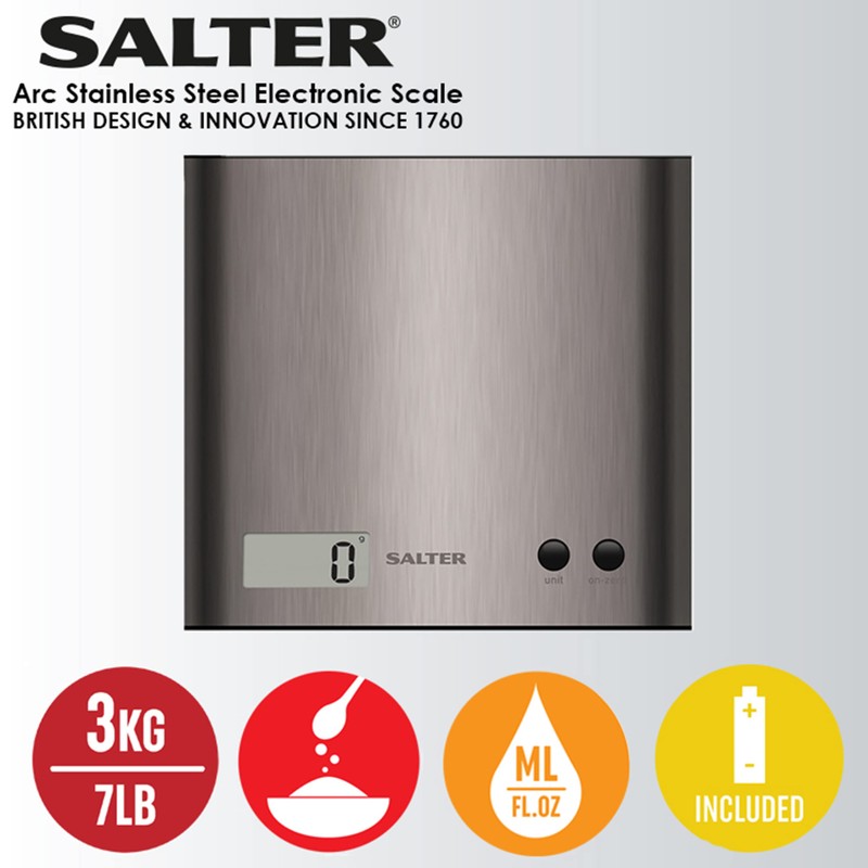 Salter Arc Digital Kitchen Scales - Electronic Food Weighing, Slim