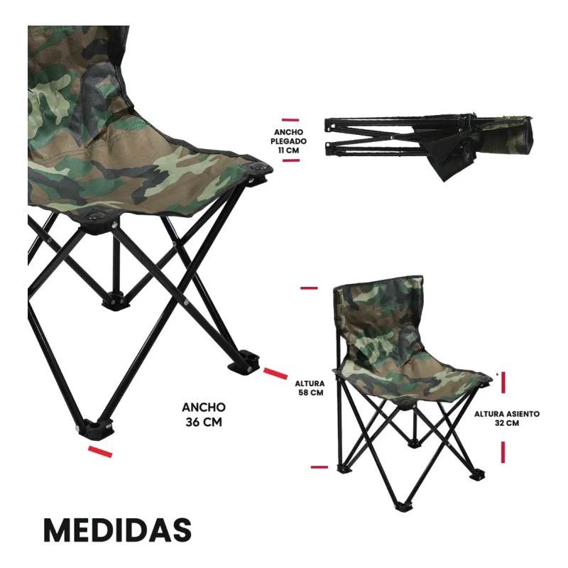 Kit Mesa + 2 Sillas Plegables Playa Jardin Camping Rojo