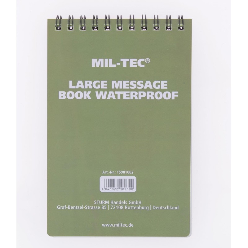 Bloc note waterproof Import - Grand modèle - Miltec