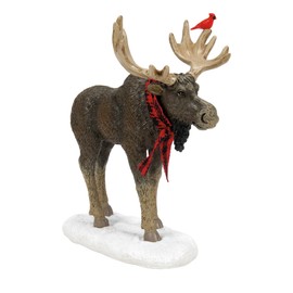 Department 56 Village Collection Accessories Merry Christmas Moose Figurine, 5.2 Inch, Multicolor