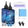 Kit De 200g Resina Uv Transparente Antihuella Con Luz
