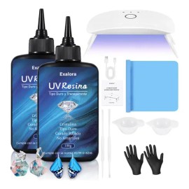 Kit De 200g Resina Uv Transparente Antihuella Con Luz