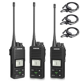 SAMCOM FPCN10A Two Way Radios Long Range 3000mAh Heavy Duty Walkie Talkies for Adults Rechargeable Handheld UHF 2 Way Radios with Earpieces Dual PTT for Biking Camping Hiking Hunting,3 Packs