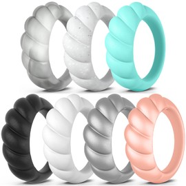 Egnaro Engagement Rings Women, Breathable Design Silicone Rings Women Wedding Bands, Stretchy Rubber Promise Rings for Gift, Anniversary Ring for Work Out