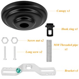 SHENGQINGTOP Heavy Duty Light Fixture Canopy Kit 5.3 Inches Diameter & 5.9 Feet Chain Ceiling Mounting Hardware for Pendant Light, Chandelier or Swag Light Fixtures, Matte Black