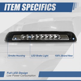 Auto Dynasty LED Rear High Mount Centre 3rd Third Tail Brake Light Stop Lamp Compatible with Toyota 4Runner 2003-2009, Non Spoiler Models, Chrome Housing Smoked Lens