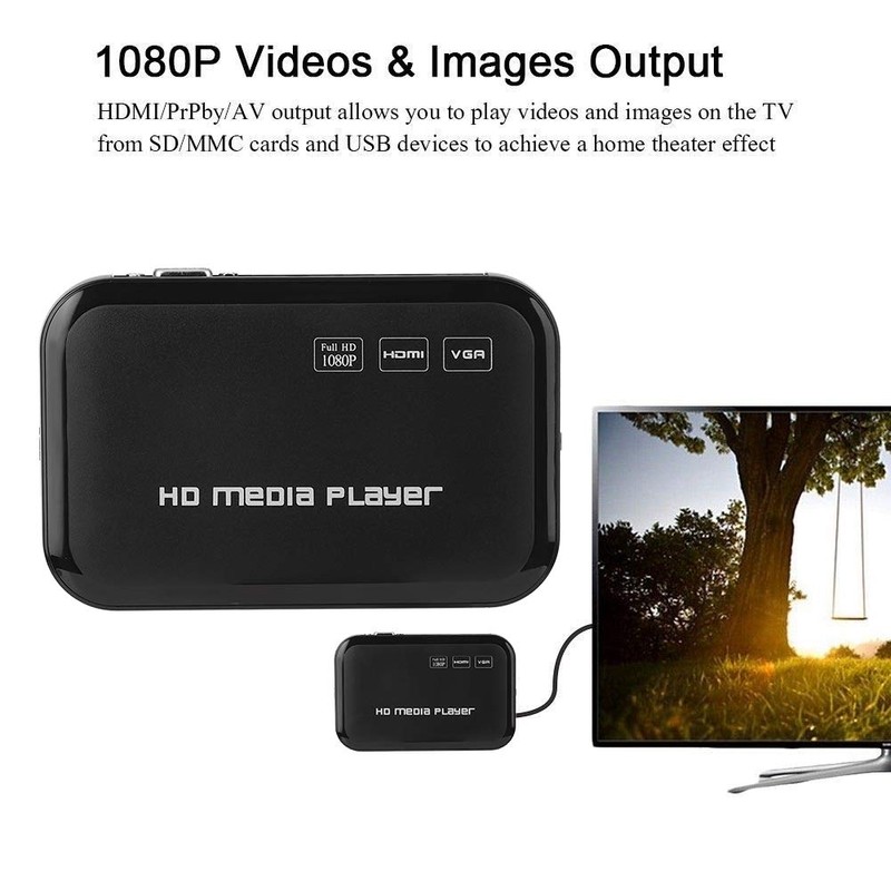 Eboxer HDMI Reproductor Multimedia, Mini 1080p Full-HD VGA AV Video