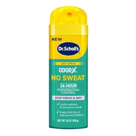 Dr. Scholl’s Odor-X No Sweat Dry Foot Spray, 3.8 oz - 24-Hour Perspiration Control, Stay Fresh & Dry, Limits Wetness & Excessive Sweat, Keeps Feet Dry to Help Prevent Blisters, Great for Men & Women