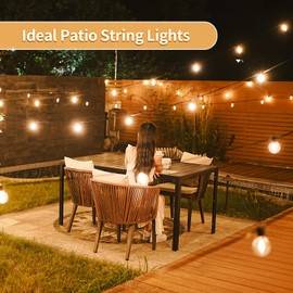 SANBEN 100ft String Lights with Remote, 50+2 LED Bulbs Dimmable Patio Lights Outdoor, 24V Waterproof Plug, G40 Hanging Light for Outside Deck Garden Backyard Porch Party Decor