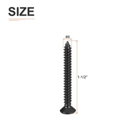 DTGN 25Pcs #8x1-1/2" Flat Head Wood Screws, 304 Stainless Steel Phillips Self Tapping Screws - Good for Woodworking, Furniture - Black