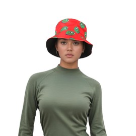 Amanda Jacobs Reversible Pepe Frog Bucket Hat | Unisex Summer Beach Sun Cap | Foldable Fisherman Hat for Travel, Hiking, Shopping, Crypto Hat (UK, Alpha, One Size, One Size fits 55-58cm, Roby Red)