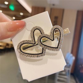 Wendalern Heart Hair Clip for Styling Section Shiny Crystal Double Heart Duck Beak Clip Wedding Bridal Hair Clips Non-Slip Thick Thin Hair Pin Accessories for Women Girls