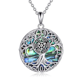 YFN Tree of Life Necklace Sterling Silver Celtic Tree of Life Pendant Jewellery Gifts for Women Men Girls, Sterling Silver, No Gemstone